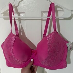 Dynashape Intima Pink Lace Underwire Bra AF253 Fuchsia 42DD NWT